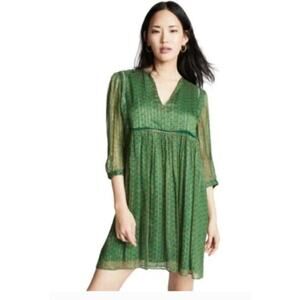 BA&SH Sz S 1 6 Small Green Vert Metallic Willow Mini Lady Dress
